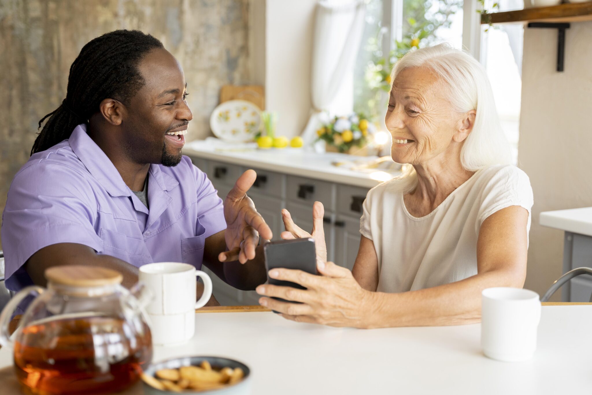 Calvary-african-social-worker-helping-senior-woman