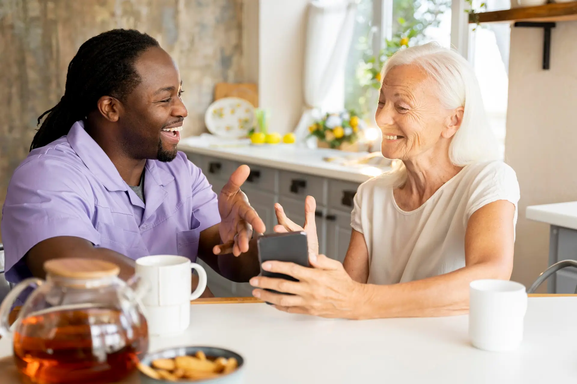 Calvary-african-social-worker-helping-senior-woman